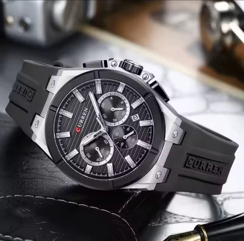CURREN Chronograph Watch – Sporty Octagonal Case Men’s Quartz Watch - Everything By Bidmic
