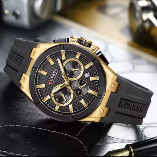 CURREN Chronograph Watch – Sporty Octagonal Case Men’s Quartz Watch - Everything By Bidmic