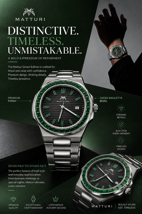 Matturi Green Emerald-Inspired Luxury Timepiece - Everything By Bidmic